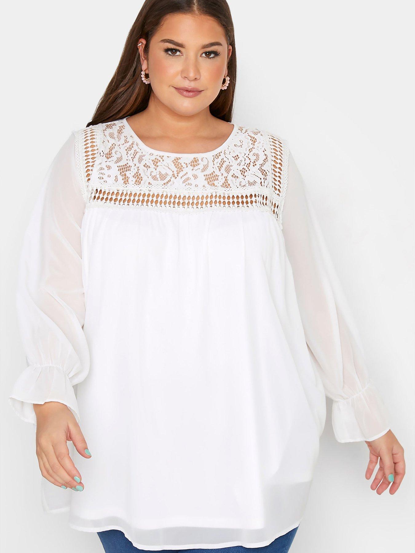  Yours London Lace Blouse - White