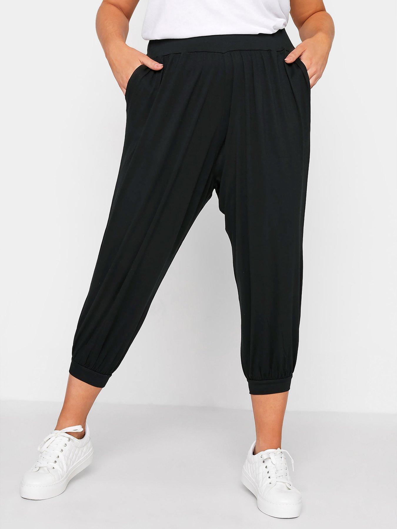 Yours Crop Jersey Harem Joggers - Black | Very.co.uk