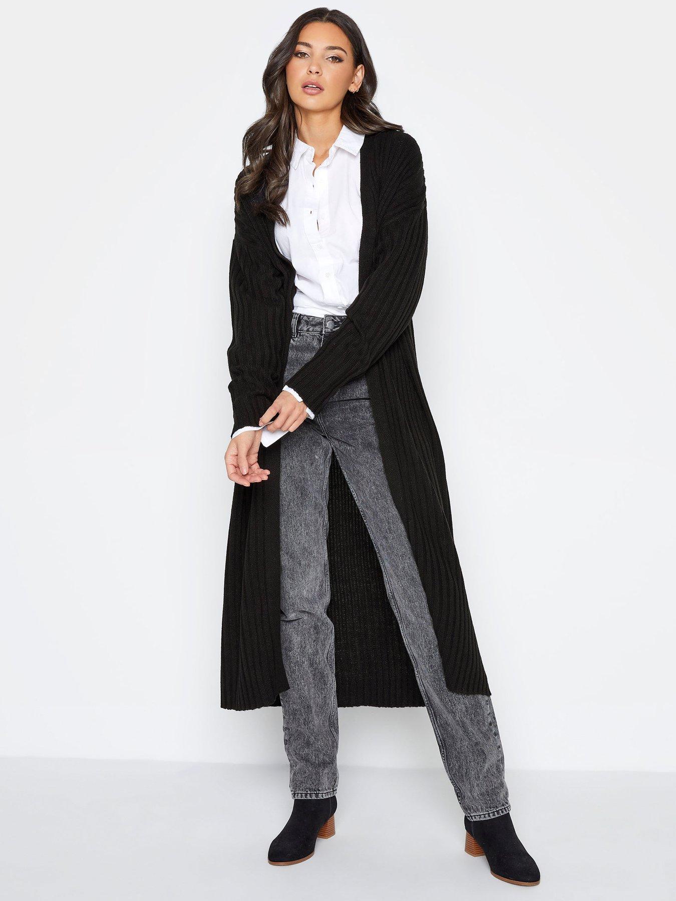 Long black shop ribbed cardigan