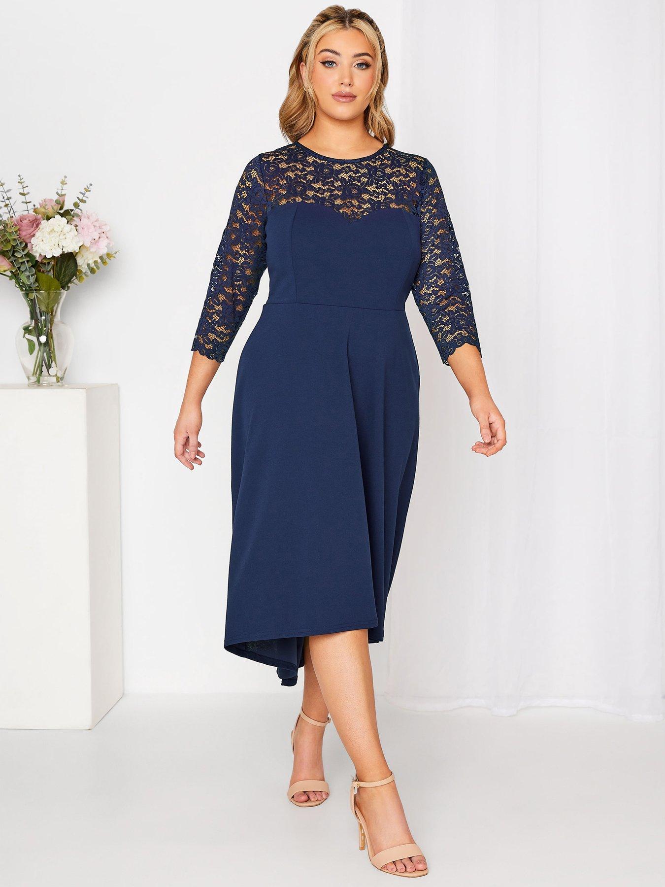 Blue Lace Midi Sweetheart Dress