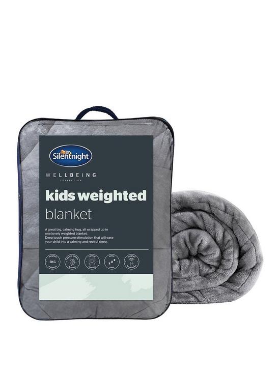front image of silentnight-wellbeing-weighted-blanket-3kg-grey