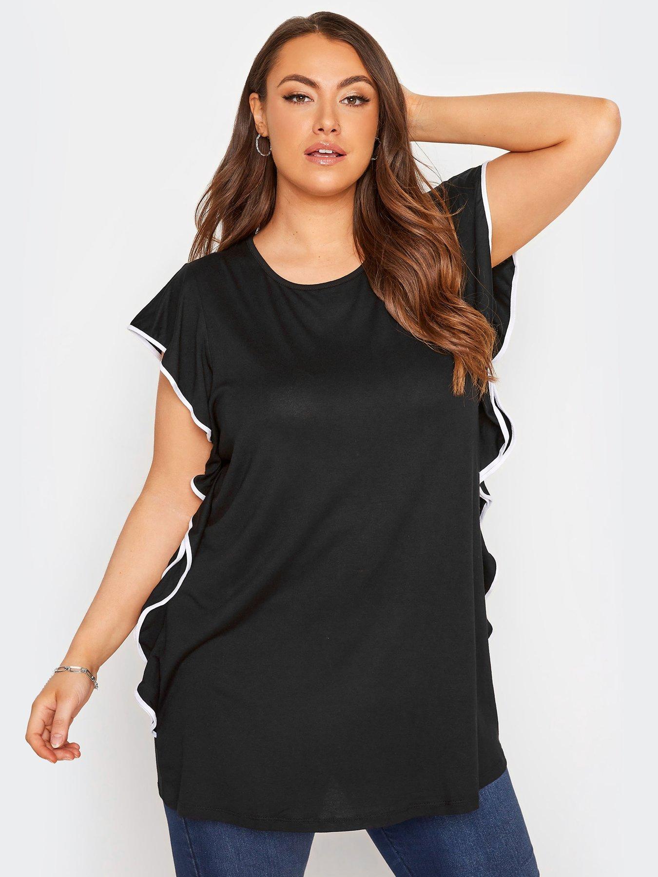  Clothing Contrast Frill Detail Top