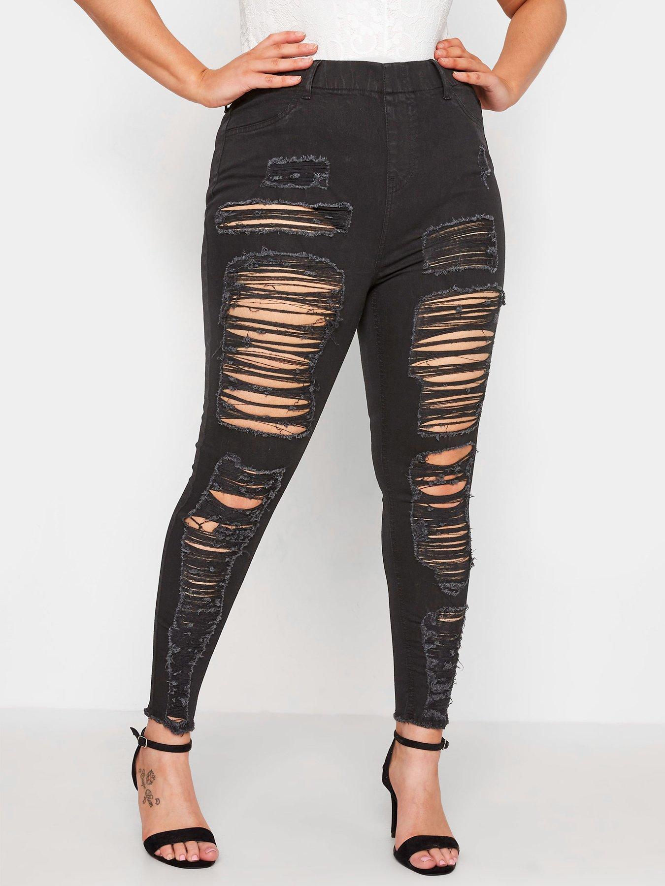 black ripped jeans womens