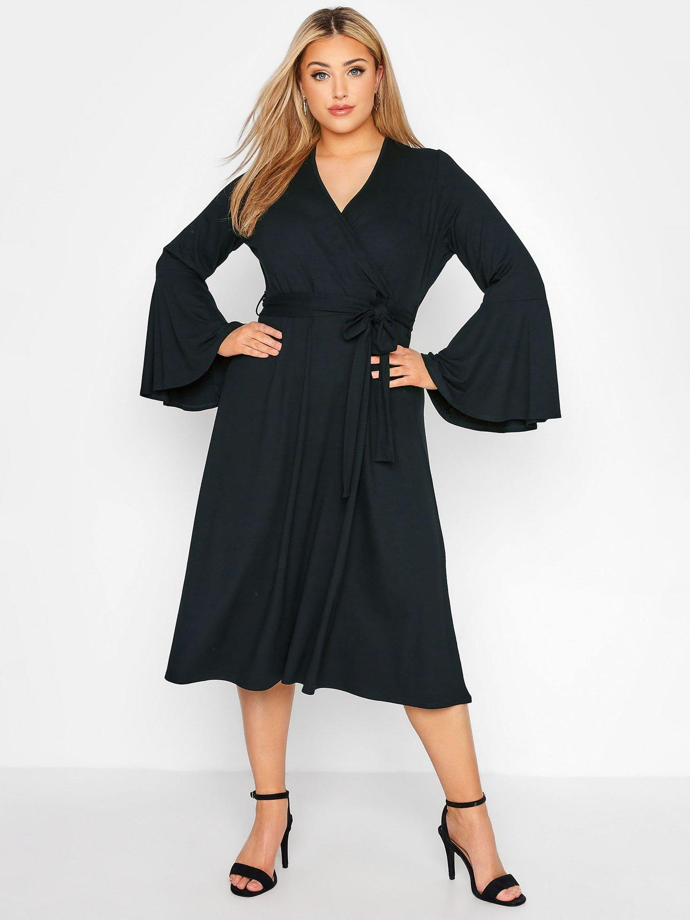 Flare sleeve 2025 wrap dress