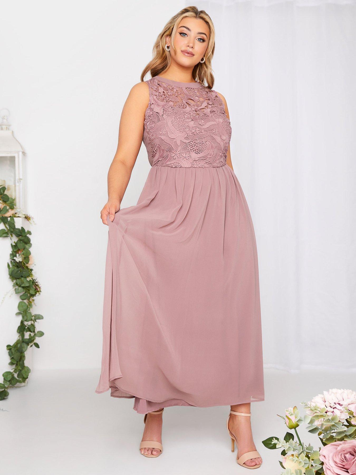 Image 1 of 4 of Yours London Lace Sweetheart Bridesmaid&nbsp;Dress - Pink