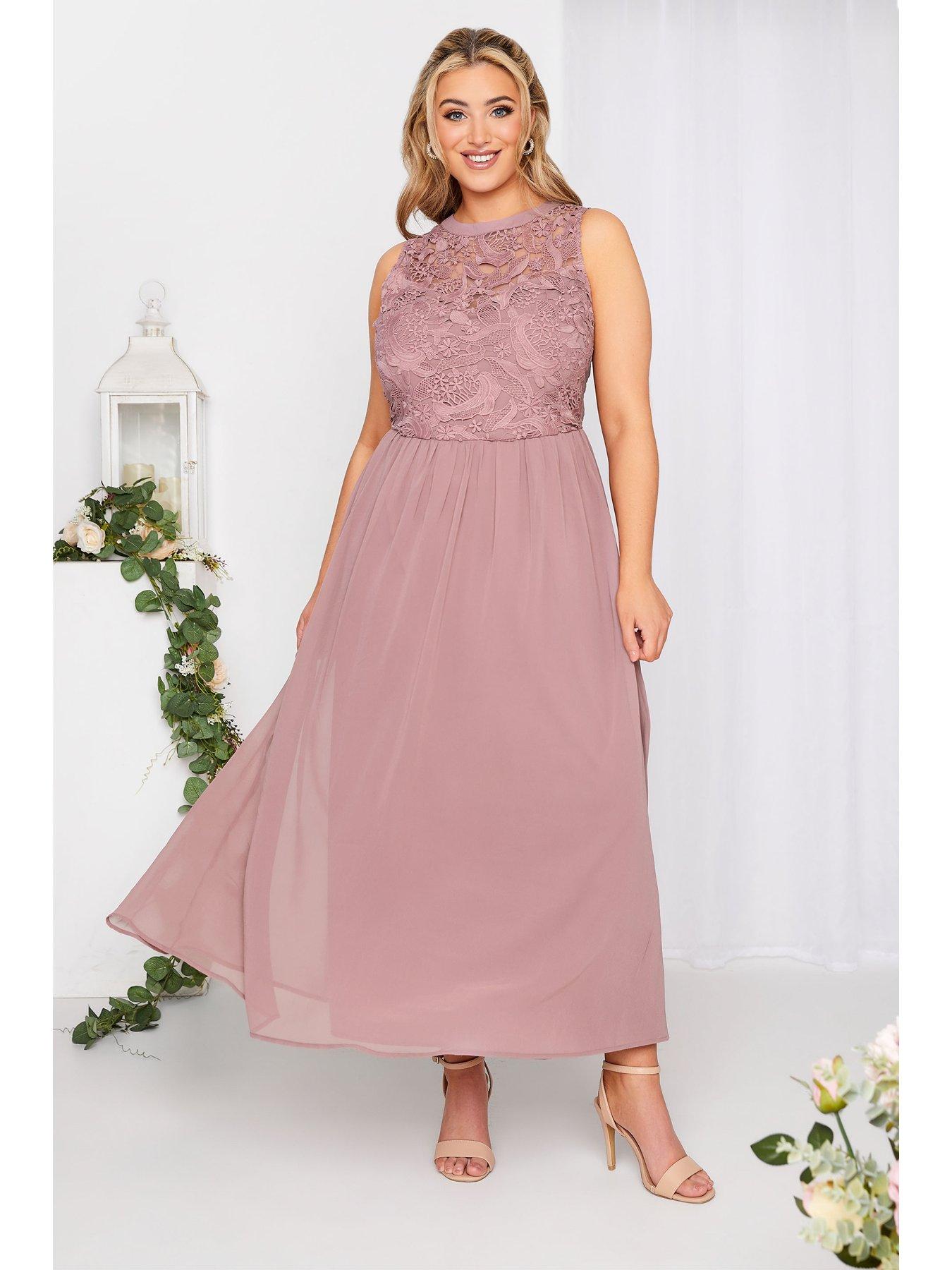 Image 3 of 4 of Yours London Lace Sweetheart Bridesmaid&nbsp;Dress - Pink