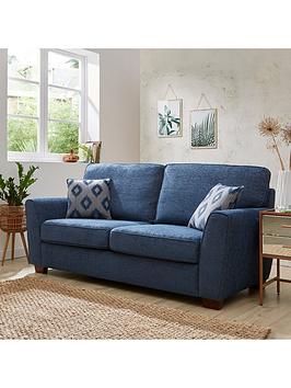 Product photograph of Very Home Hopton Fabric 2 Seater Sofa - Navy from very.co.uk