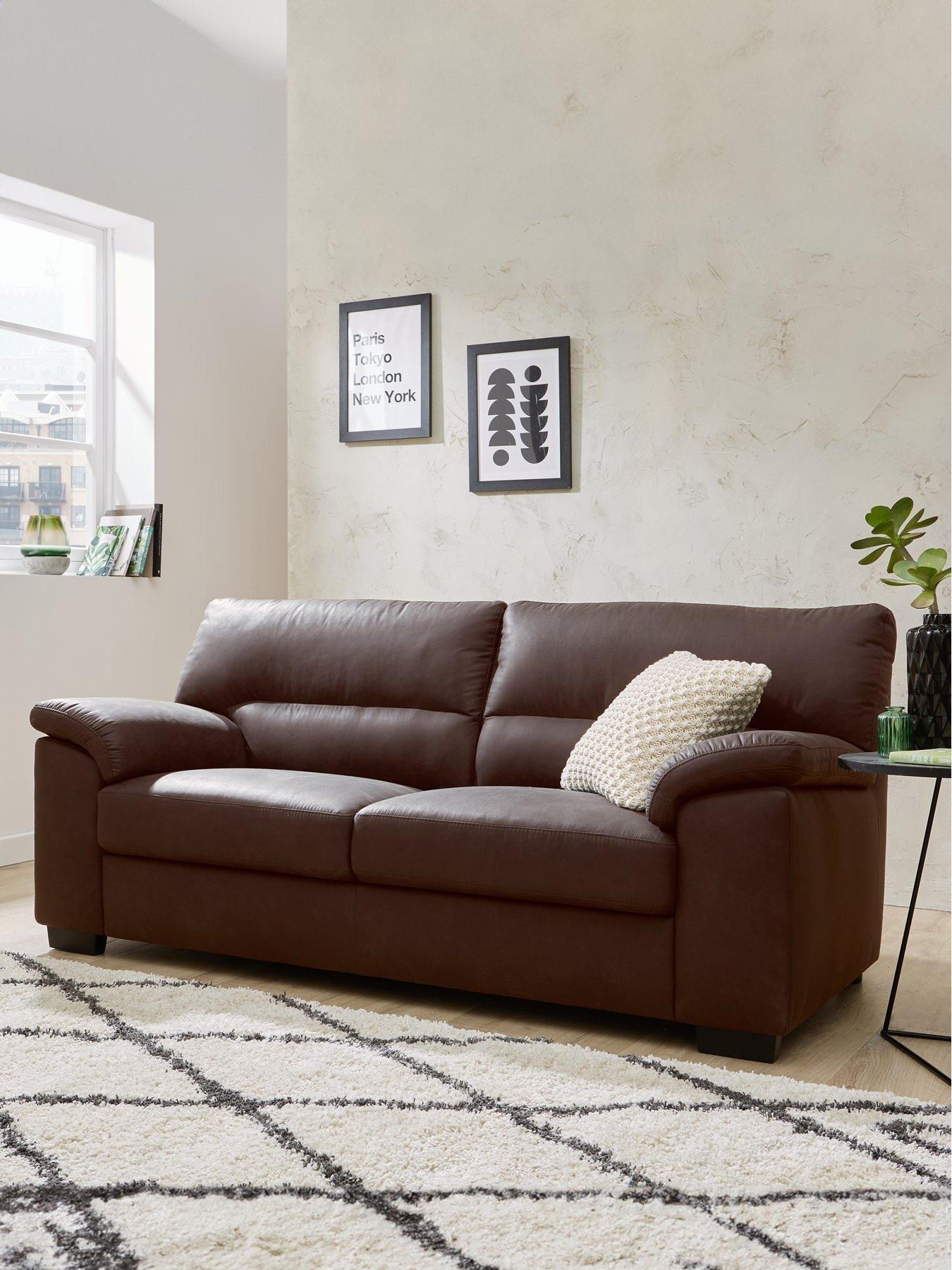 Dark brown clearance faux leather couch