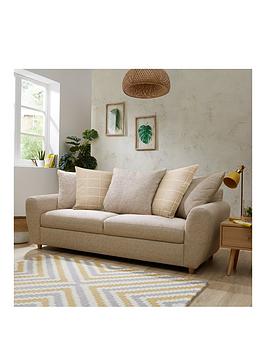 Product photograph of Very Home Odeon Scatterback Sofa Range - Biscuit Check - 3 Seater Sofa from very.co.uk