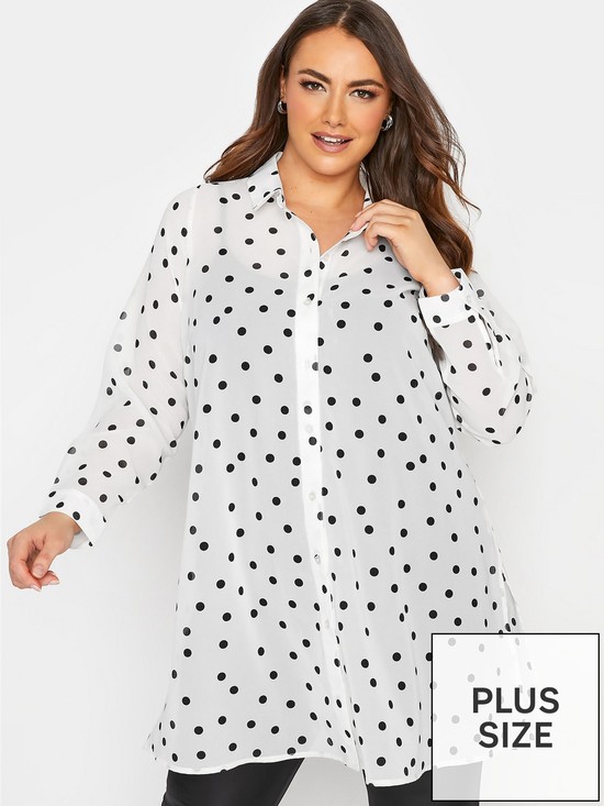 front image of yours-london-polka-dot-shirt-whitenbsp