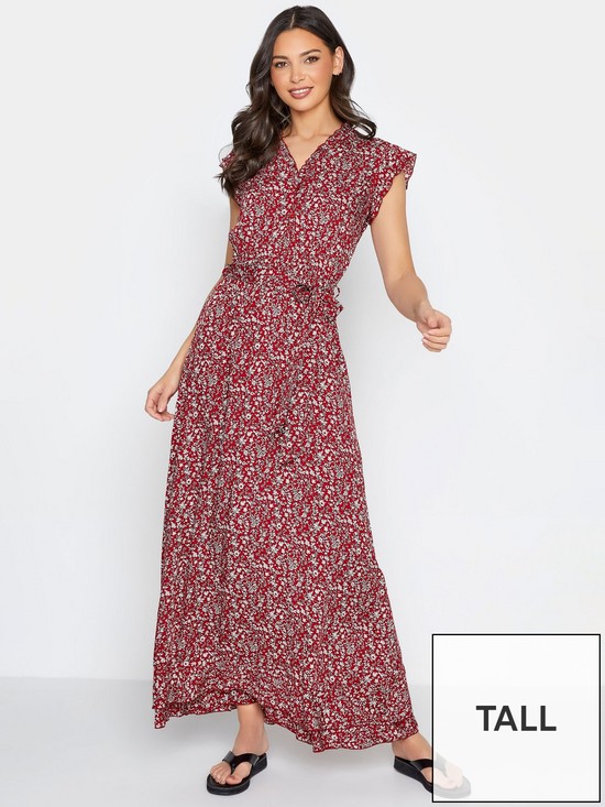 front image of long-tall-sally-red-floral-frill-maxi-dress