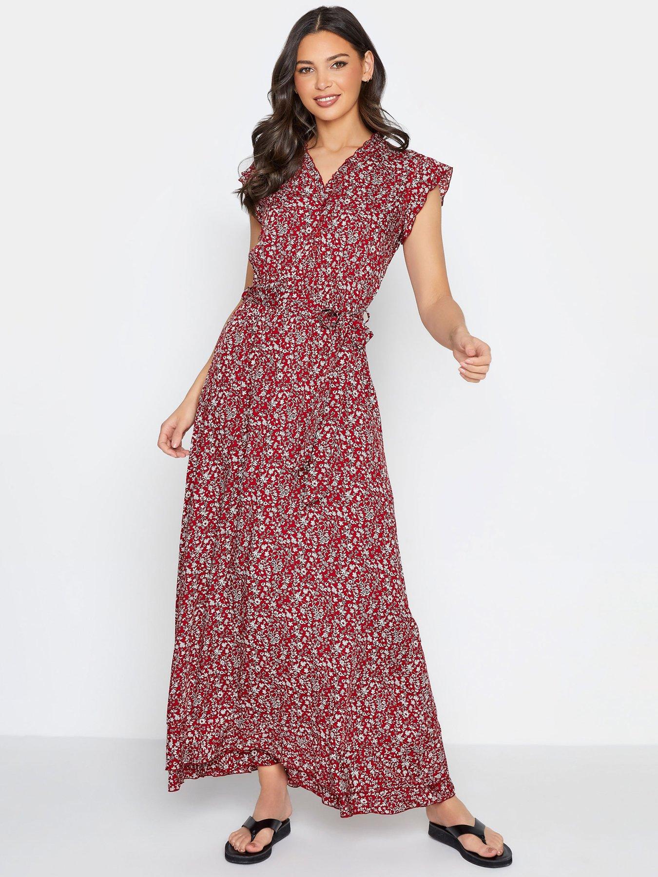 Red floral maxi hot sale dress uk