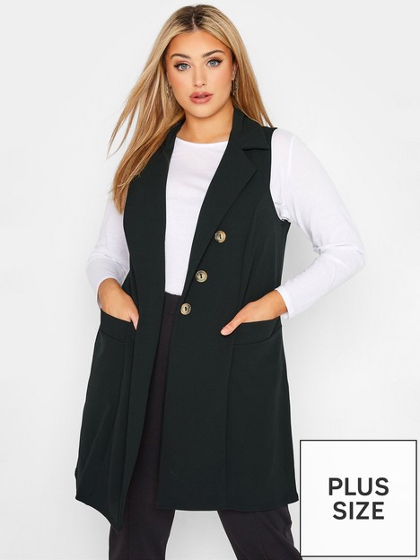 yours-limited-button-front-sleeveless-blazer-black