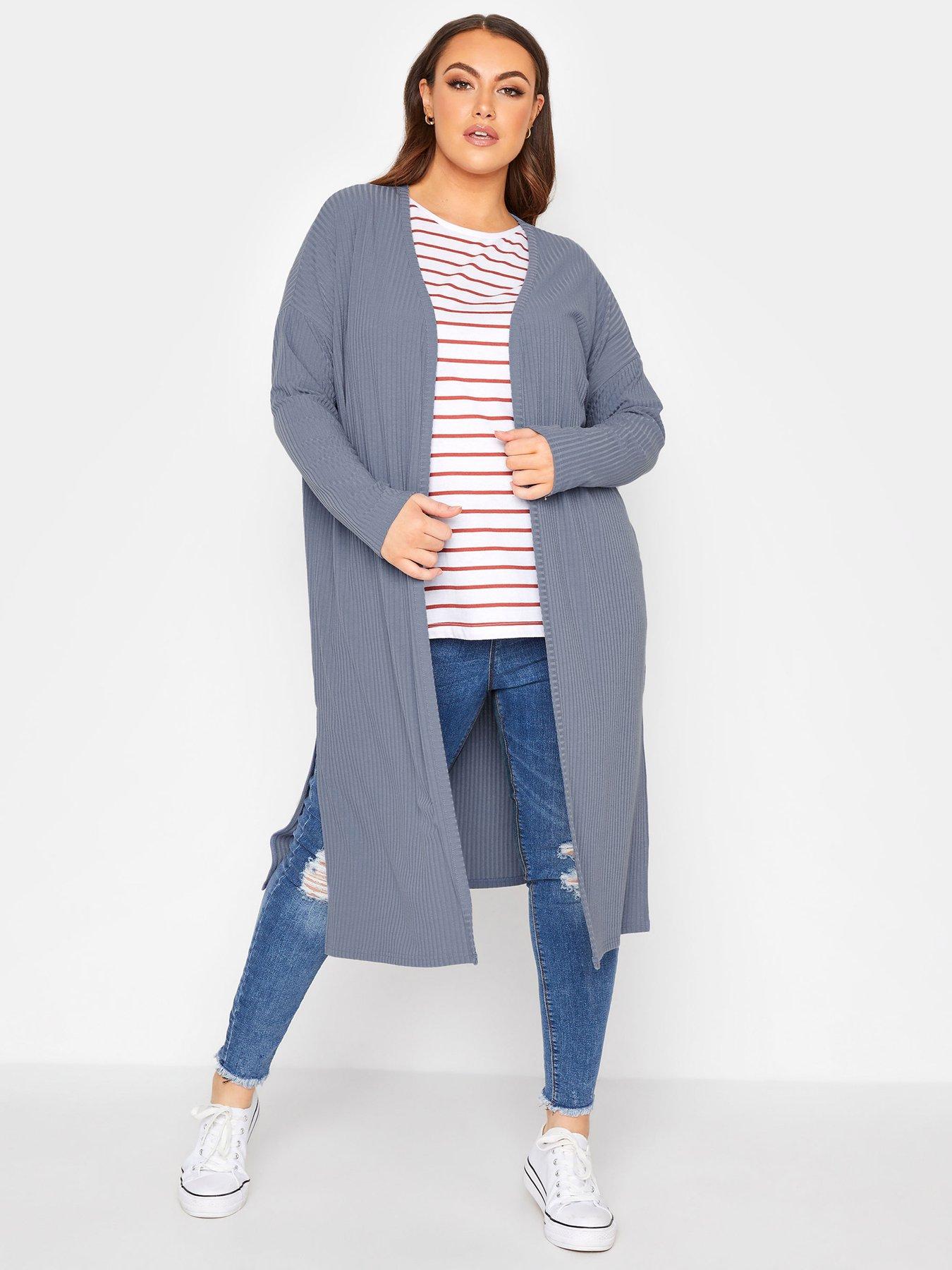 Women Yours Limited Rib Tapered Sleeve Cardigan - Blue