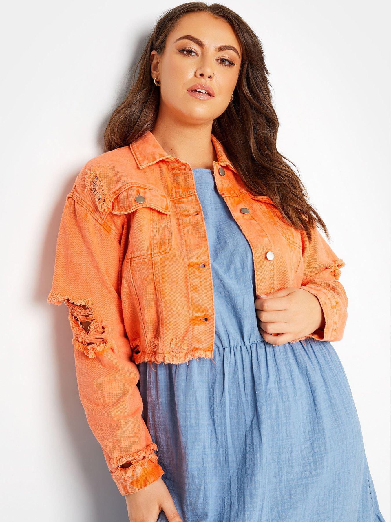 orange jean jacket cropped