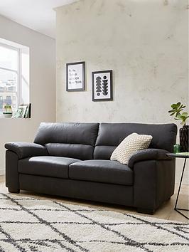 Product photograph of Very Home Danielle Faux Leather 3 Seater Sofa - Black from very.co.uk