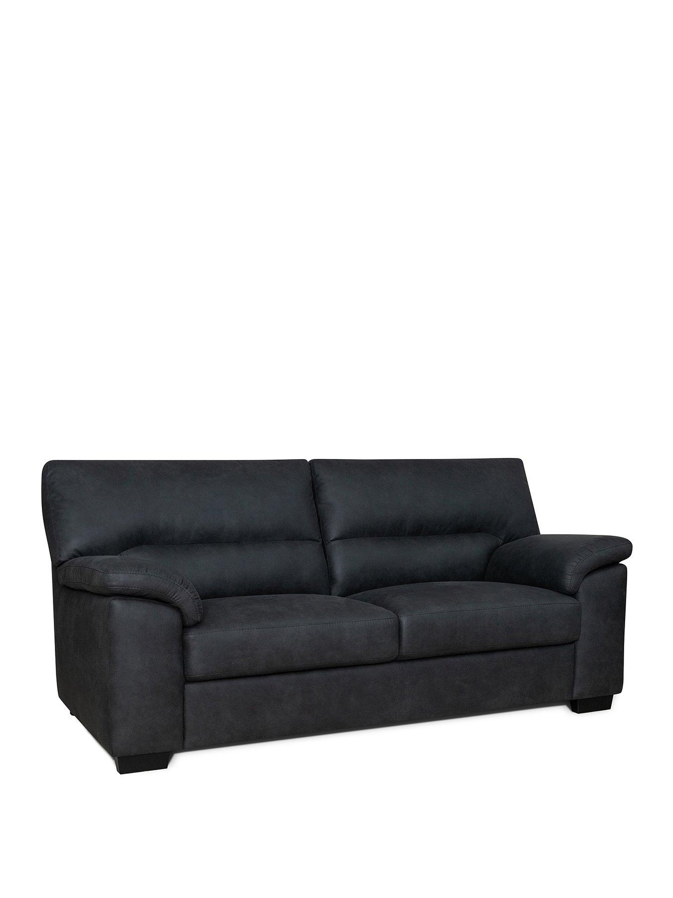 Image 3 of 6 of Very Home Danielle Faux Leather 2 Seater Sofa&nbsp;- Black&nbsp;- FSC&reg; Certified