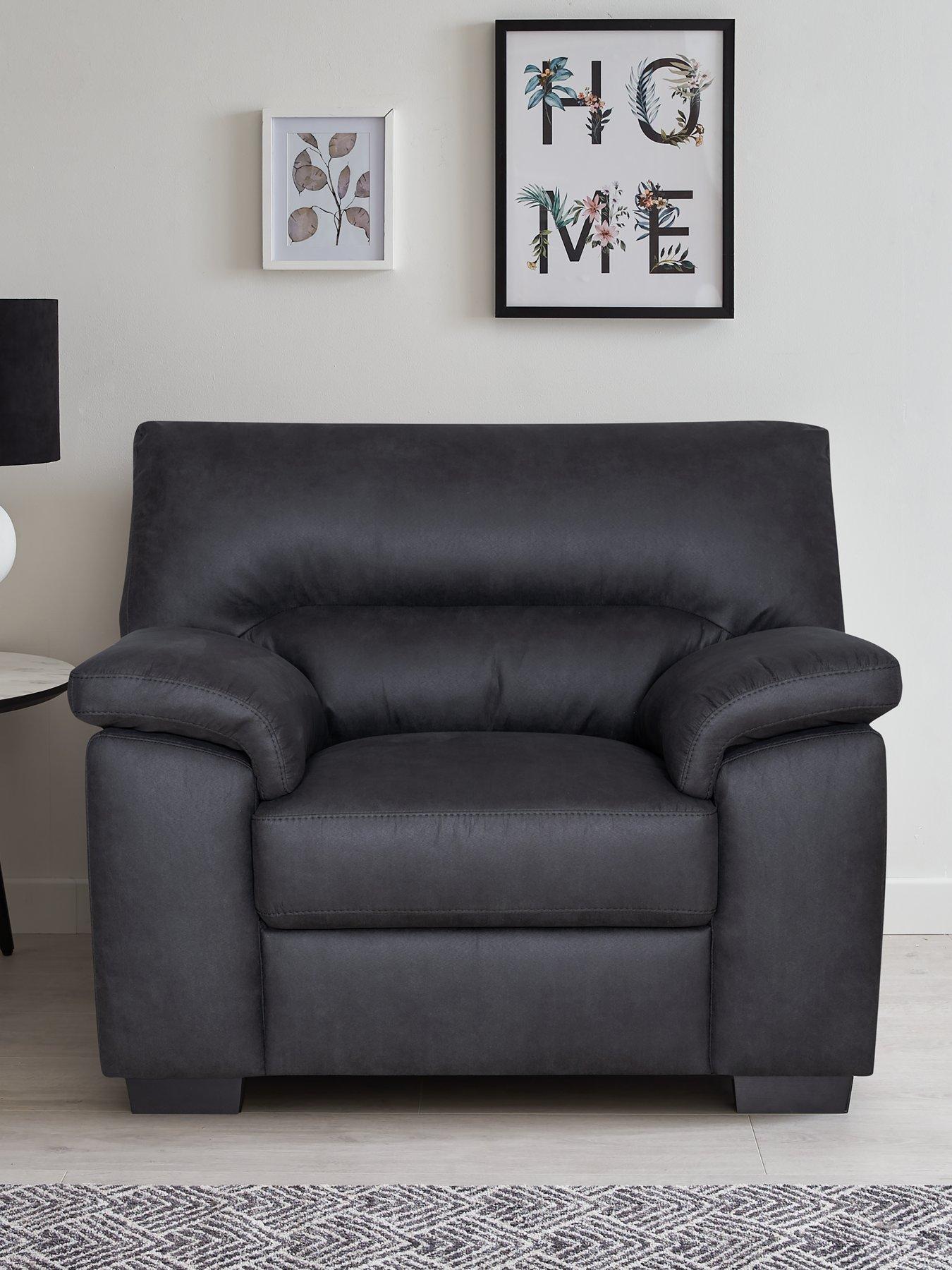 Black faux leather discount armchair