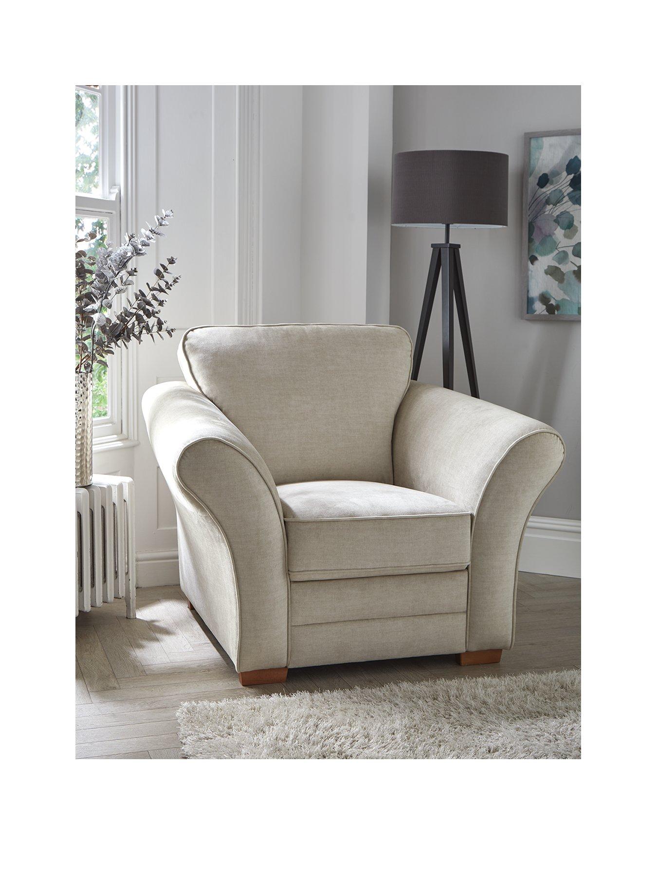 Product photograph of York Fabric Armchair - Cream from very.co.uk
