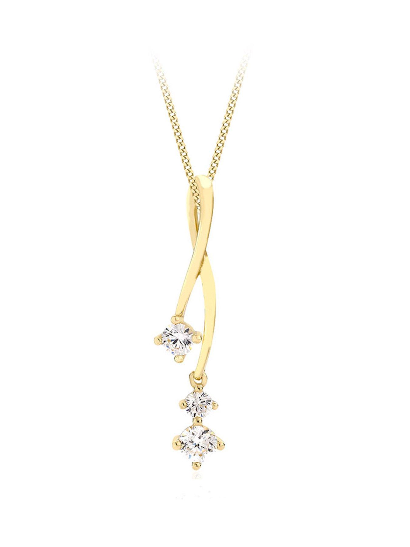 GELIN 14k Solid Gold CZ David Star Pendant Chain Necklace for Women 18 