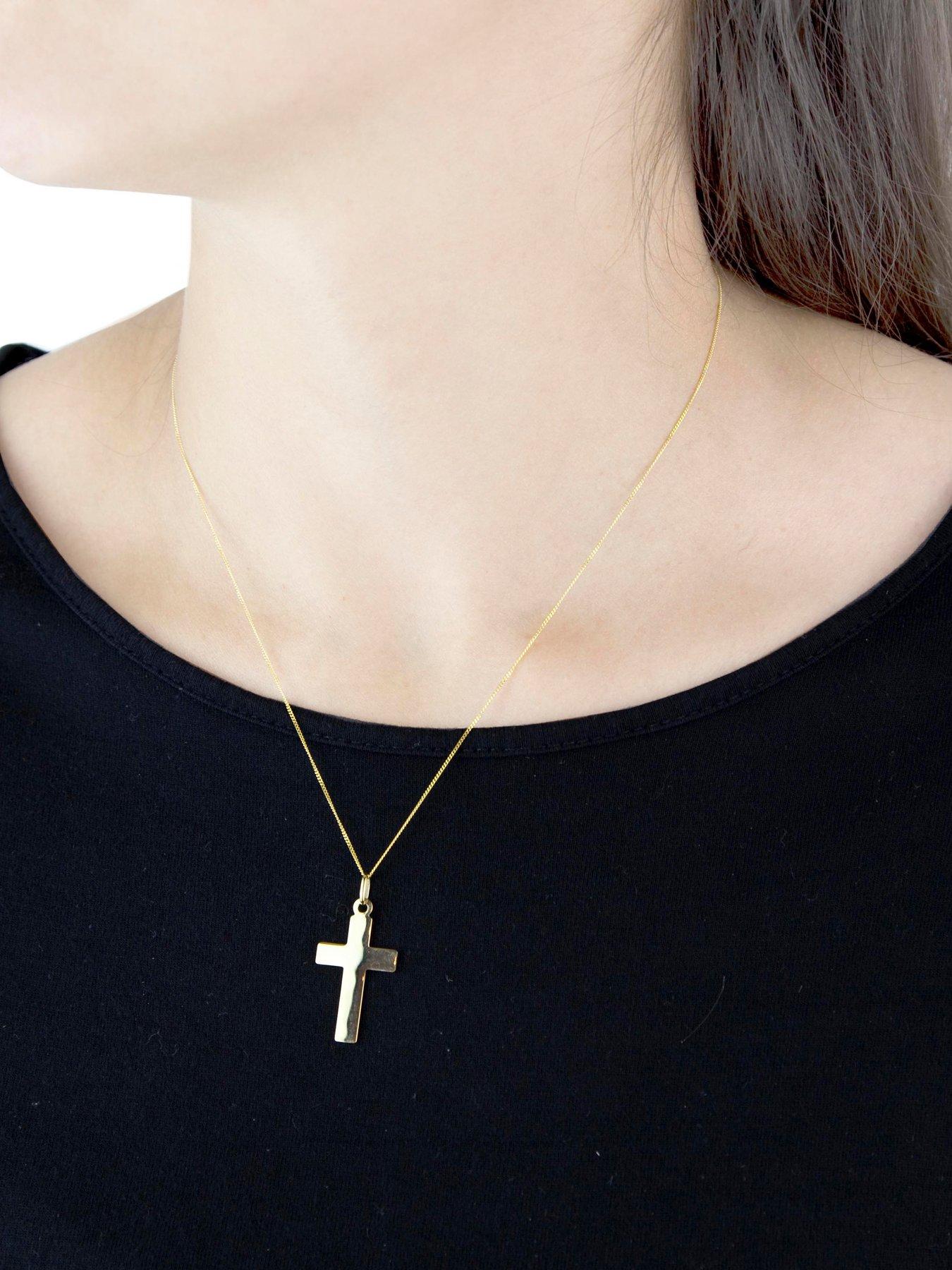 9ct cross hot sale and chain