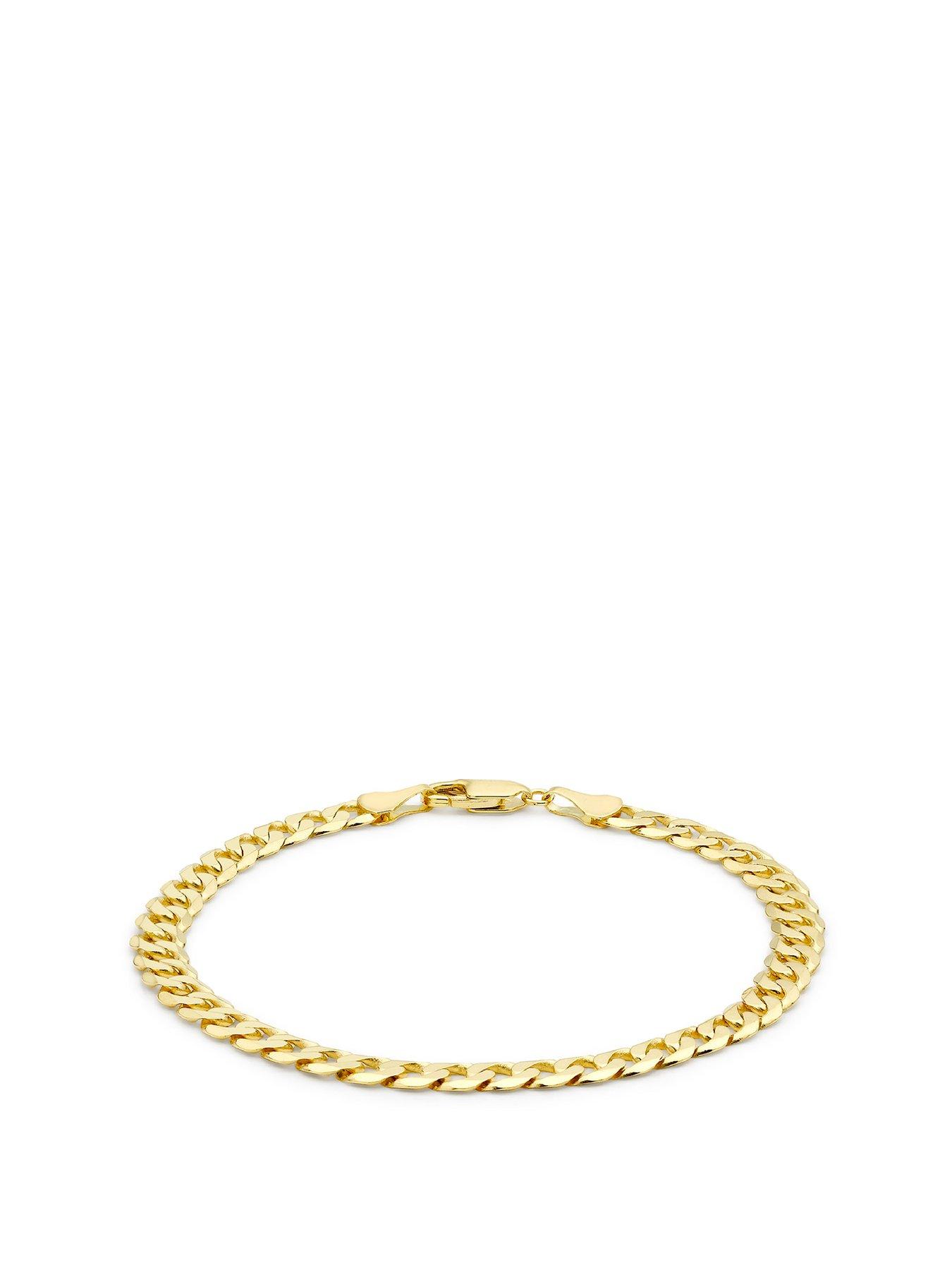 Product photograph of Love Gold 9ct Yellow Gold Diamond Cut Curb Bracelet from very.co.uk