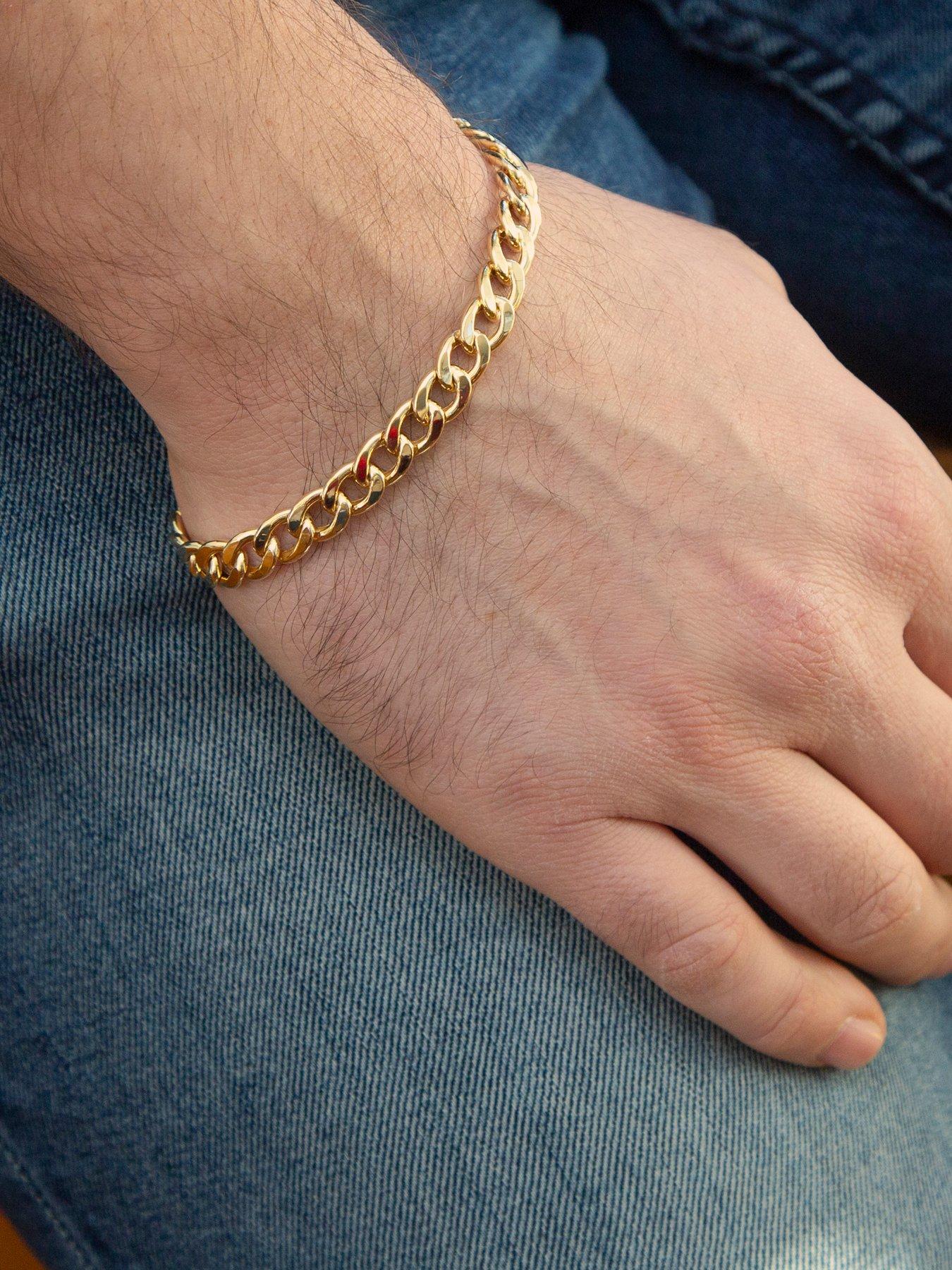 The Love Collection 9ct Yellow Gold Men's Oval Curb Bracelet Very