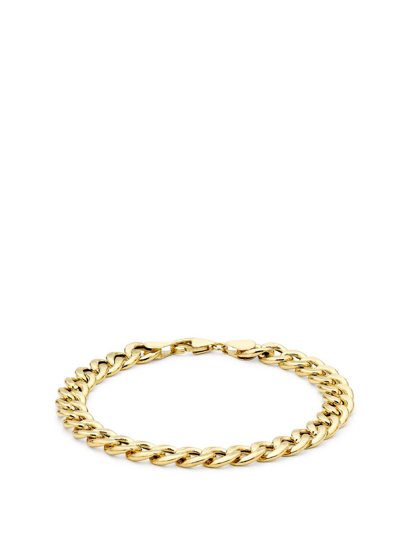 Product photograph of Love Gold 9ct Yellow Gold Men S Oval Curb Bracelet from very.co.uk