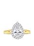  image of love-gold-9ct-yellow-gold-pear-cz-split-shoulder-halo-ring