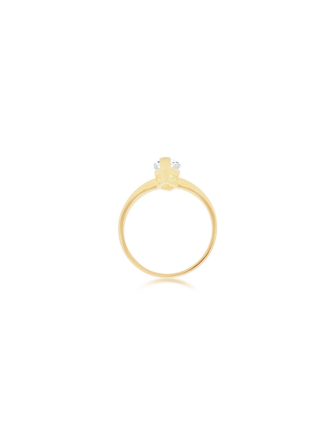 Image 2 of 4 of The Love Collection 9ct Yellow Gold 5mm Cubic Zirconia Marquise Solitaire Ring