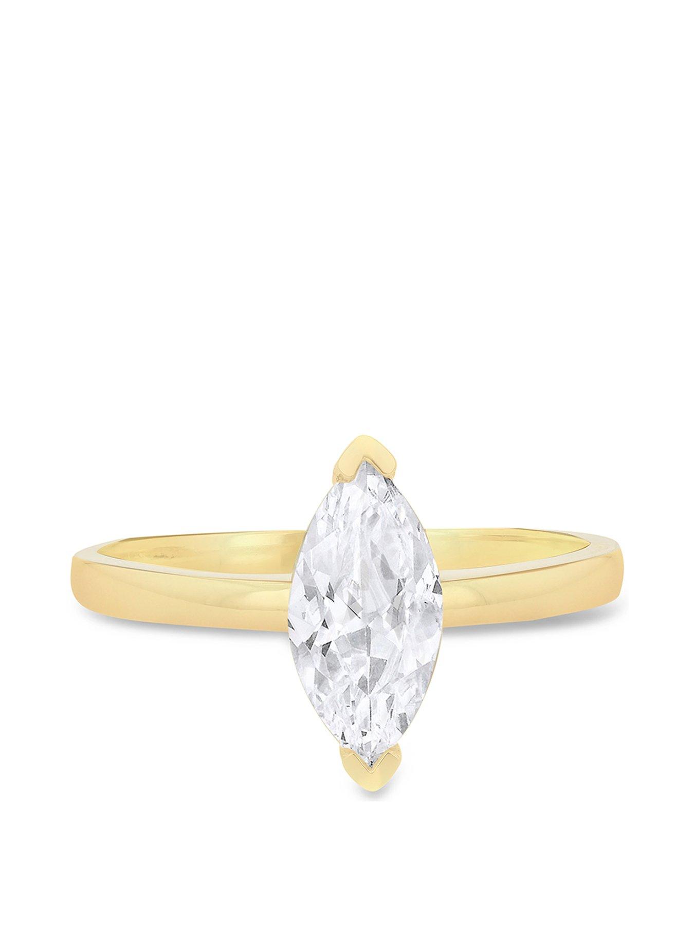 Image 2 of 4 of The Love Collection 9ct Yellow Gold 5mm x 11mm CZ Marquise Solitaire Ring