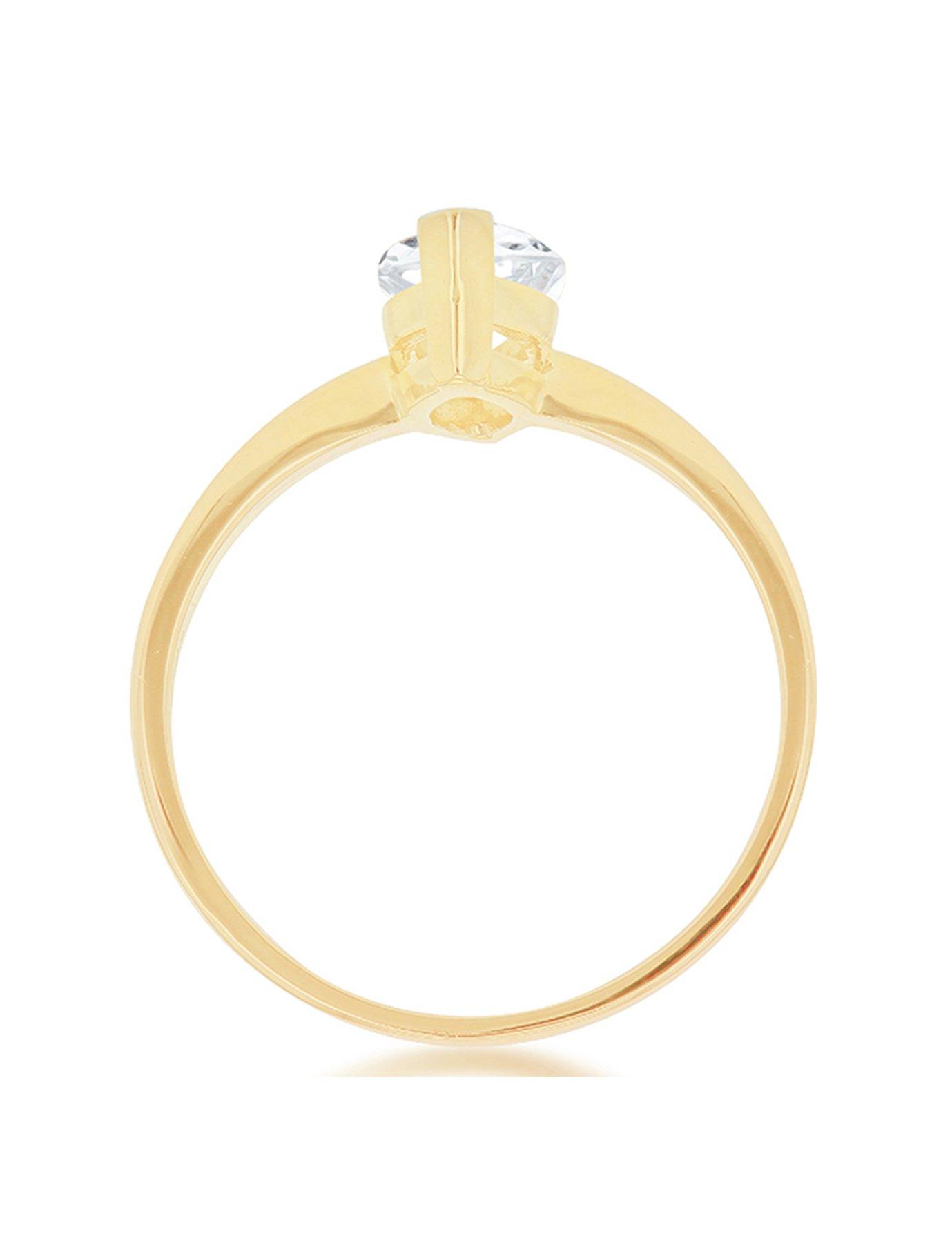 Image 3 of 4 of The Love Collection 9ct Yellow Gold 5mm x 11mm CZ Marquise Solitaire Ring