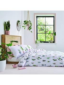 Product photograph of Sassy B Plant Babe Reversible Duvet Cover Set - Green from very.co.uk