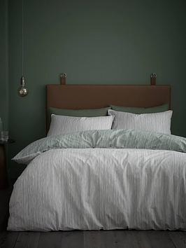 Product photograph of Content By Terence Conran Rupert Cotton Stripe Duvet Cover Set - Green from very.co.uk