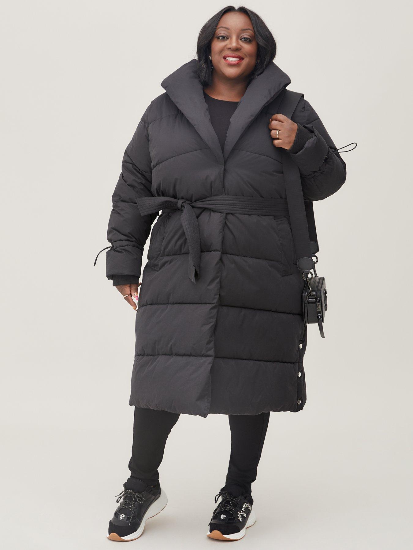 Judi Love Padded Shawl Collar Coat - Black | very.co.uk