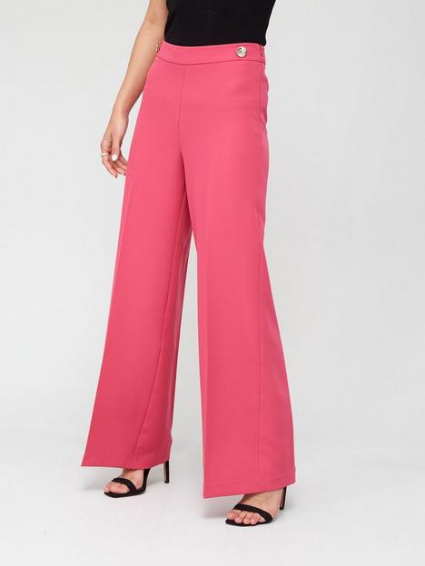 v-by-very-button-detail-wide-leg-trouser-pink