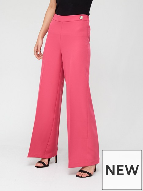 v-by-very-button-detail-wide-leg-trouser-pink