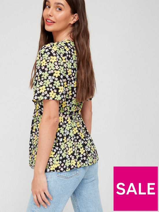 stillFront image of v-by-very-ruffle-sleeve-printed-blouse-floralnbsp