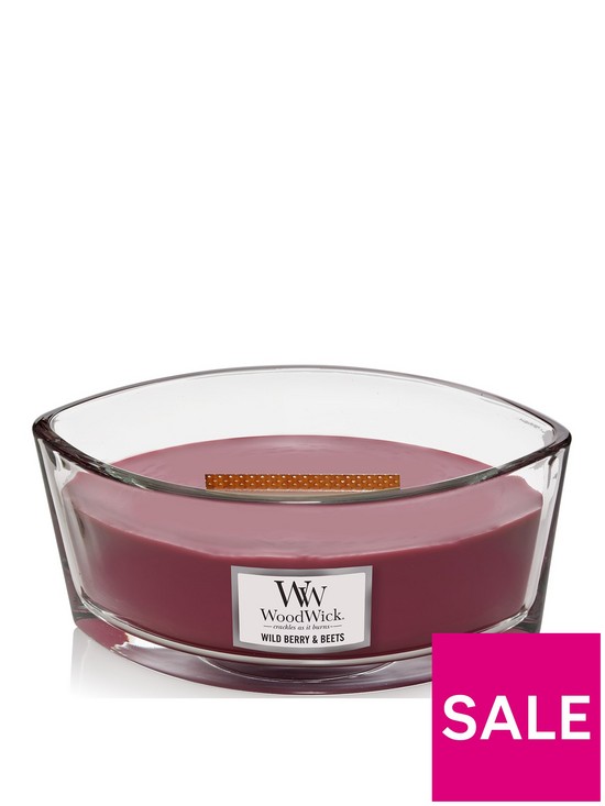front image of woodwick-ellipse-candle-wild-berry-beets