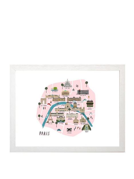 east-end-prints-paris-map-by-alex-foster-a3-framed-print