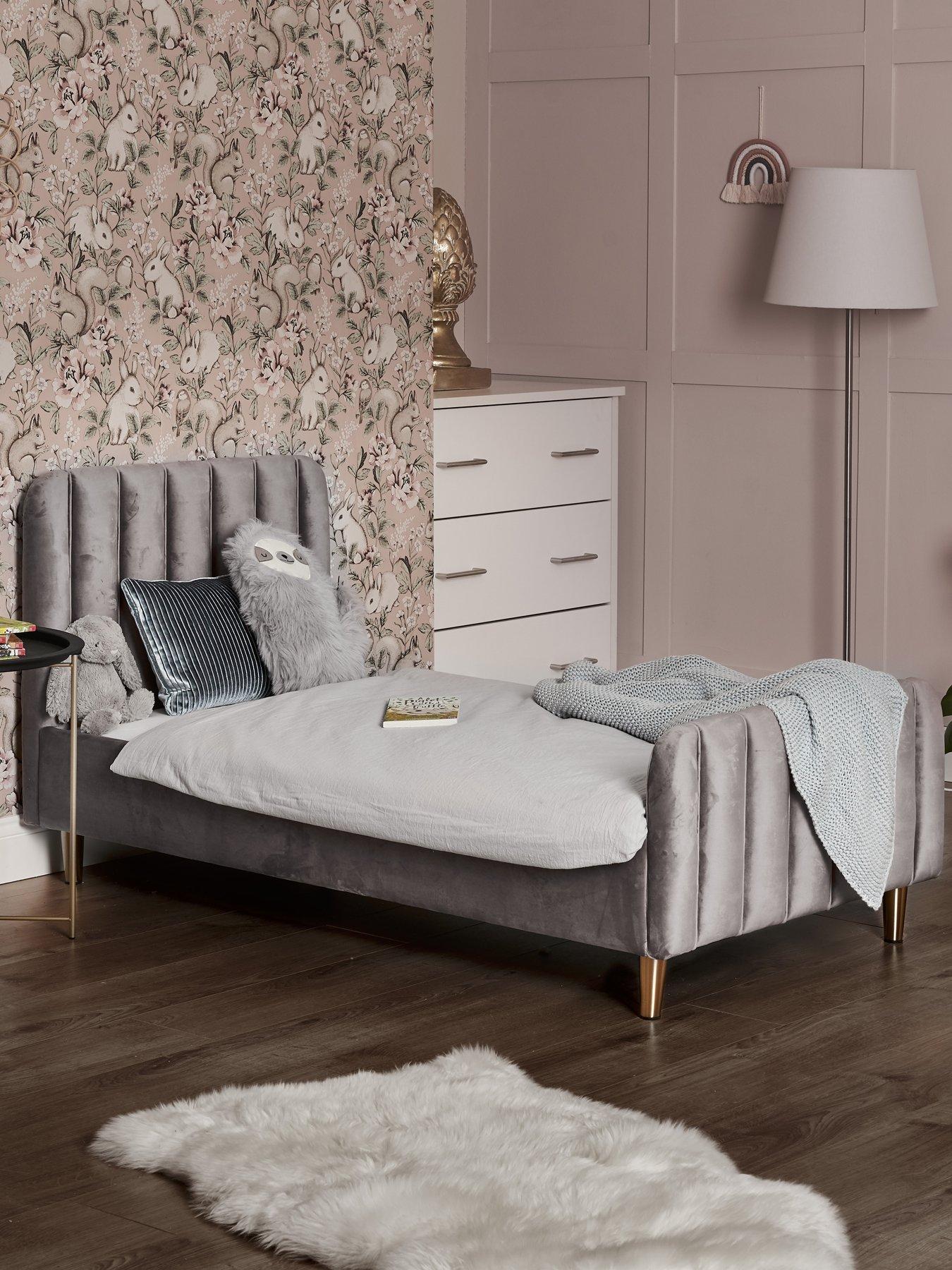 Product photograph of Obaby Gatsby Velvet Toddler Bed Grey from very.co.uk