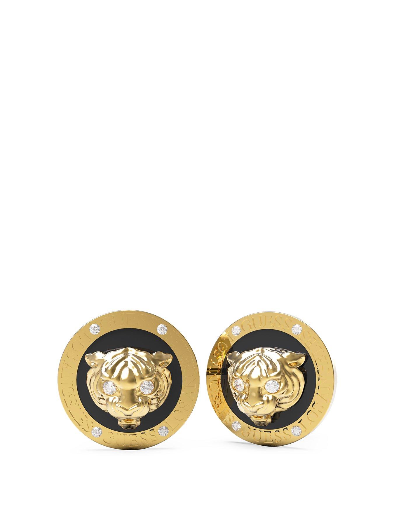 Product photograph of Guess Daktari Lion Stud Earrings Ladies from very.co.uk