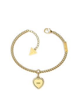 guess fine heart bracelet ladies, gold, women