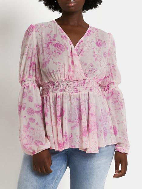 ri-plus-plus-ruched-waisted-top-pink