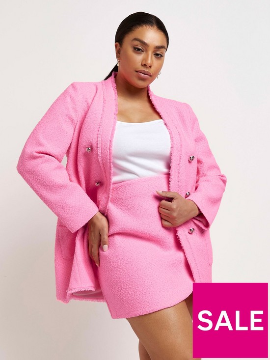 front image of ri-plus-boucle-oversized-blazer-neonnbsppink