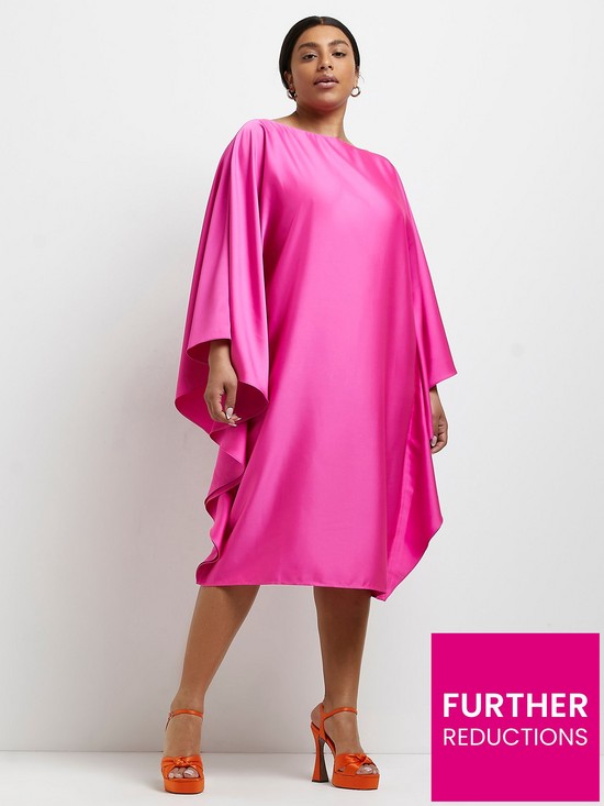 front image of ri-plus-plus-flow-sleeve-swamp-dress-pink