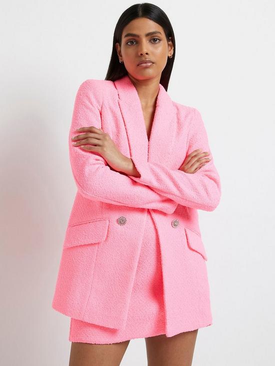 front image of river-island-triple-button-blazer-pink