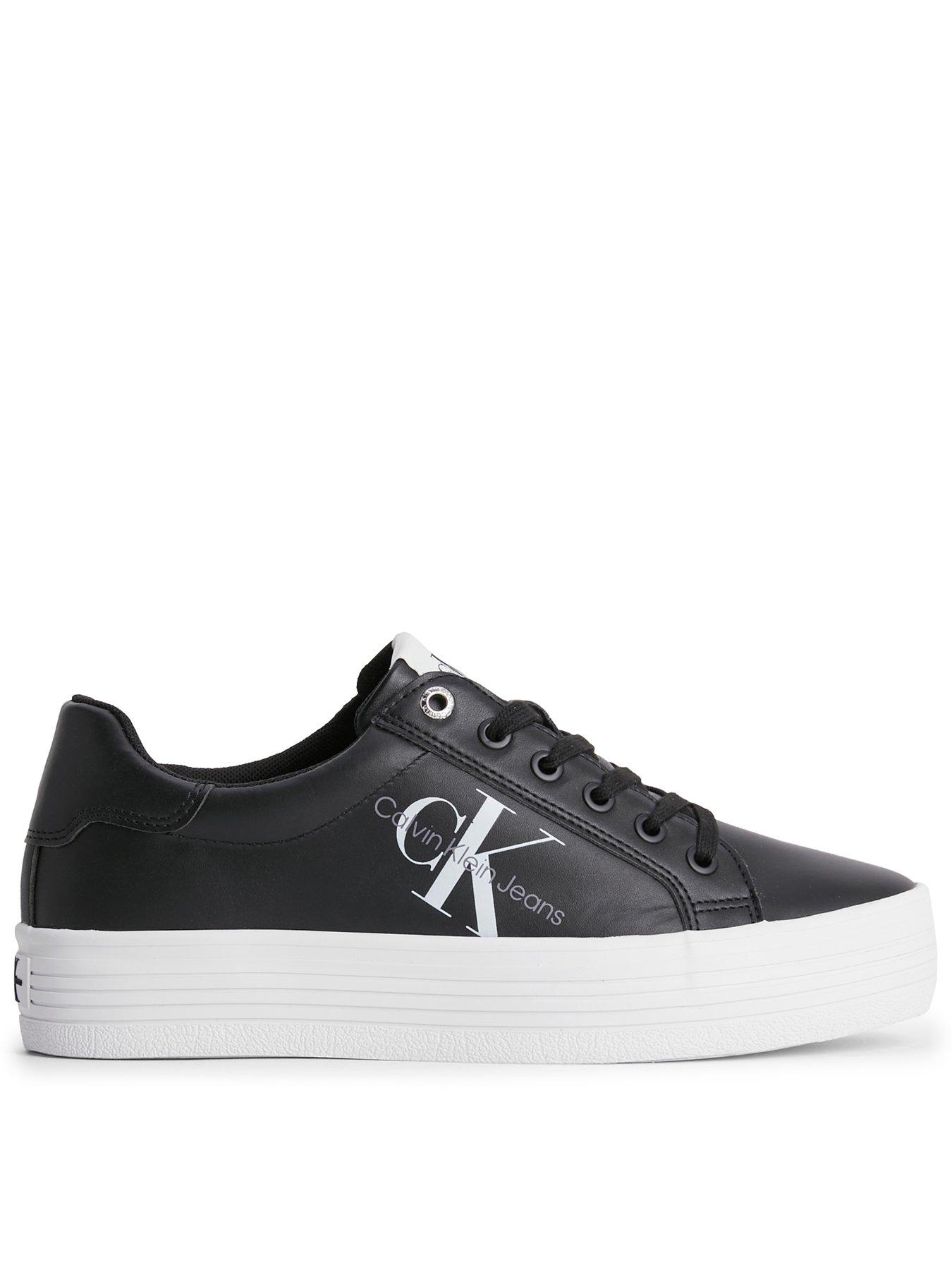 Calvin Klein Jeans Monogram Leather Trainers - Black