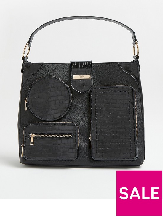 front image of river-island-utility-slouch-bag-black