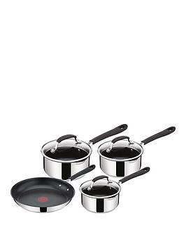 Product photograph of Tefal Jamie Oliver Quick Amp Easy Stainless Steel 4 Piece Pan Set from very.co.uk